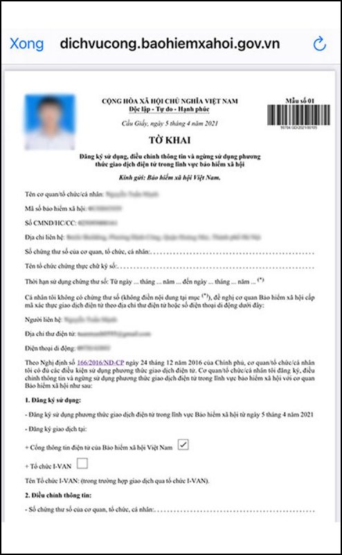 tờ khai đăng ký vssid